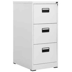 a white filing cabinet with three drawers