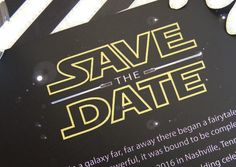 a star wars movie poster with the words save the date on it's side