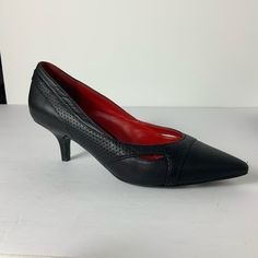 Nwt Charles Jourdan Black Leather Heels. Size 6. Never Worn. No Box. Does Have A Few Small Scuffs From Being Stored. One Small Scuff On Right Toe. See Pics. Smooth Black Leather With Perforated Leather Detail Throughout. Two Slits/Cut-Outs On Each Side Of Front. Pointed Toe Beautiful Red Insole (Slightly Padded) Approx 2” Kitten Heel Measuring From Side Leather Upper Man Made Sole Fitted Black Leather Kitten Heels, Black Leather Kitten Heels With Reinforced Heel, Black Kitten Heels For Business In Spring, Chic Heels With Perforated Toe Box And Pointed Toe, Chic Pointed Toe Heels With Perforated Toe Box, Black Leather Kitten Heels For Business, Formal Perforated Pointed Toe Heels, Formal Heels With Perforations And Pointed Toe, Chic Leather Heels With Perforations