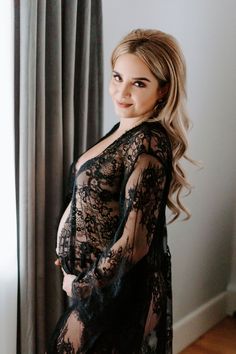 Pregnancy lingerie photoshoot outfit Black Scalloped Lace Top, Black Lace Kimono, Satin Belt, Lace Kimono, Kimono Sleeves, Dressed To Kill, Chantilly Lace, Kimono Sleeve, Black Lace