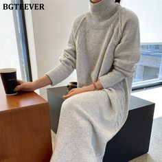 Brand Name: BGTEEVERSilhouette: LOOSEOrigin: CN(Origin)Season: WinterNeckline: TurtleneckSleeve Style: RegularStyle: CasualDresses Length: Ankle-LengthMaterial: AcrylicMaterial: Knitting CottonAge: Ages 18-35 Years OldProfile Type: HModel Number: BY2036Closure Type: PulloverSleeve Length(cm): FullType: RegularGender: WOMENWaistline: empirePattern Type: Solidseason: autumn winteritem type: women sweaters dressitem: women knitted dresssize: S,M Oversized Knit Dress, Vestidos Casual, Long Sweaters For Women, Women Sweaters Winter, Long Sweater Dress, Women Sweaters, Oversize Knit, Long Sweater, Outfits Winter