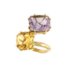 18 Kt Rose yellow gold With Amethyst and Citrine made Italy by Stanoppi Jewellery since 1948. Classic and trendy ring in yellow gold 18 Karat with Amethyst square cut (size: 14 mm) and Citrine square cut ( mm 12) g.10.50 This ring is part of the new collection and takes inspiration from modern shape. The design is very accurate and unique. Our mission is to combine colorful stones and unique shape and design. Size of ring: EU 14 - USA 7 All Stanoppi Jewelry is new and has never been previously o Luxury Yellow Gold Multi-stone Amethyst Ring, Elegant Pouch, Amethyst And Citrine, Citrine Jewelry, Trendy Ring, Rose Yellow, Jewel Box, Amethyst Ring, Yellow Gold Rings