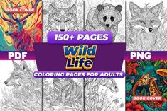 the wild life coloring pages for adults are available in various sizes and colors, including an adult