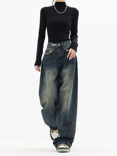 Minimalisticky Chic, Look 80s, Streetwear Korean, Street Jeans, Y2k Women, Streetwear Jeans, Streetwear Mode, Trendy Jeans, Middle Age Fashion