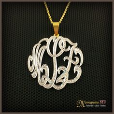 "Our Cutoff Date for Christmas delivery is Sunday Dec. 13, 2020 All Order placed after this date will be completed for mid January delivery. Orders submitted by December 18, 2017 will receive FREE SHIPPING UPGRADE for a Christmas Delivery This Personalized monogram necklace is 1.25 inch in diameter and about 0.75mm thick, made of solid sterling silver and Electroplated in two tone finish of 18kt. Yellow gold and White Rhodium Plating. Pendant suspends from a cable Link chain with 3 choices of le Initial Monogram, Monogram Necklace, Personalized Monogram, Christmas Delivery, Monogram Initials, Initial Necklace, Link Chain, Made In Usa, Initials