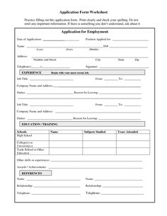 application form for employment in the workplace