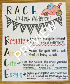 a poster with the words race to next evidence and an image of a car on it