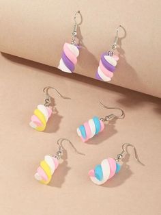 Shein Jewelry, Earrings For Kids, Kids Jewellery, Kawaii Jewelry, Food Jewelry, Kids Earrings, Rainbow Earrings