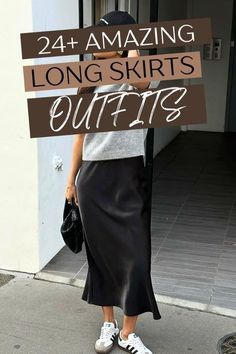 Outfits With Long Black Skirts Summer, Silk Midi Skirt Outfit Casual, Ruffle Midi Skirt Outfit, Summer Satin Skirt Outfit, How To Style A Midi Skirt, Silk Skirt Outfit Casual, Long Black Skirt Outfit Summer, Long Satin Skirt Outfit, Silk Skirt Outfit Summer