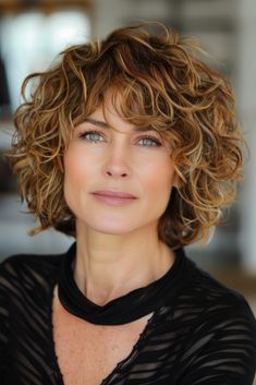 Short Curly Bobs For Fine Hair Over 50, Layered Short Curly Haircuts, Curly Bob Hairstyles 2024, Curly Shoulder Length Hair With Layers, Short Curly Layered Bob, Short Length Curly Hair, Stacked Curly Bob, Short Curly With Bangs, Spiral Perm Short Hair