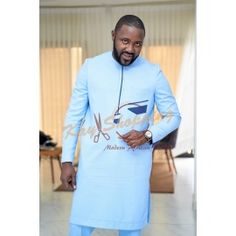 Costume Umar Blue Long Sleeve Agbada For Wedding, Formal Fitted Long Sleeve Agbada, Traditional Fitted Agbada For Formal Occasions, Formal Blue Long Sleeve Agbada, Fitted Blue Agbada For Traditional Ceremonies, Fitted Long Sleeve Agbada For Wedding, Fitted Long Sleeve Agbada For Traditional Ceremonies, African Costume, Costume Africain