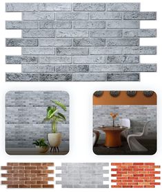 the different types of brick tiles are shown in this image, and there is also a plant