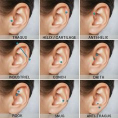 the different types of ear piercings are shown