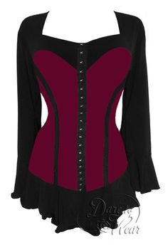 Dare To Wear Victorian Gothic Women's Corsetta Corset Top Burgundy Corset Look, Steampunk Woman, Boho Punk, Corset Looks, Victorian Corset, Corset Blouse, Gothic Shirts, Corset Style Tops, Gothic Corset