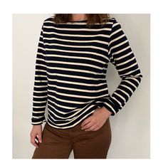 Dark Navy W/ White Stripes Inge Classic Stripe Pull Over Long Sleeve Top. 100% Thick Durable Cotton, Boat Neck, Straight Fit. Large, Also Fits Medium (Pictured On Size 6). 20” Chest, 15” Shoulders, 20” Sleeve, 25” Long. New, Unworn, No Flaws. Boutique Liquidation! Classic Navy Top For Everyday, Classic Navy Top For Everyday Wear, Norse Projects, Stripe Shirt, Top 100, Dark Navy, Striped Shirt, Boat Neck, Long Sleeve Top