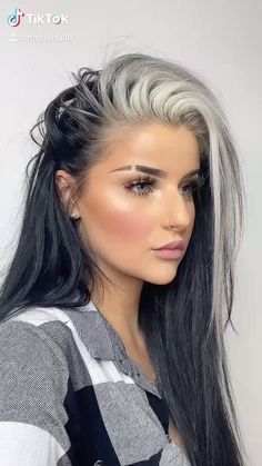 Black And Grey Hair, Rocker Hair, Grey Blonde Hair, Hair Color Techniques, Hairdos For Short Hair, Playing With Hair, December 17, Hair Inspiration Color, Hair Colour