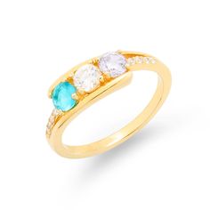 This Petite 3 Stone Gold Birthstone Mother's Ring is the perfect gift for mom or grandma. The delicate style of this gold plated sterling silver mother's ring makes it perfect for every day wear. Choose three 4mm birthstones to customize your ring. Unique Ring Designs, Mother's Ring, Coordinates Jewelry, Mom Ring, Mother Rings, Monogram Jewelry, Cz Stud Earrings, Unique Ring, Stone Gold