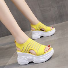 Summer Women Platform Sandals Fashion White 8 Cm Increasing Sandals Thick Sole Casual Platform Shoes Female Casual Platform Shoes, Work Pumps, Large Size Womens Shoes, Women Platform Sandals, Animal Slippers, Mesh Heels, Boots For Short Women, Womens Sandals Summer, Winter Ankle Boots