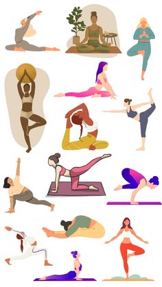 an image of people doing yoga in different poses