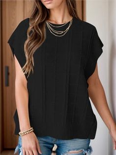 Round Neck Cap Sleeve Knit Top – La Boutique Dacula Skirts Aesthetic, Skirt Aesthetic, Stunning Outfits, Formal Looks, Basic Style, Cap Sleeve, Shoulder Sleeve, Stretchy Material, Cap Sleeves