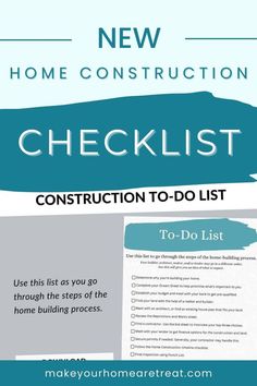 The Ultimate New Home Construction Checklist dailyplanner #microweddings #happyplannerideas #homeschoolplanner. Steps To Building A House Checklist, Cost To Build A House Calculator, Home Construction Checklist, Construction Checklist, Vacation Budget Planner, Family Budget Planner