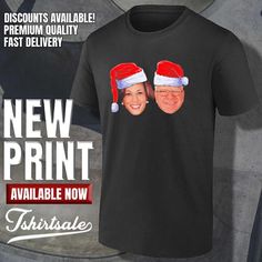 Harris Walz Santa Hat Merry Christmas shirt Crewneck Design, Merry Christmas Shirts, Hat Design, Young T, Woman’s Day, New Print, Shirt Sale, Christmas Shirt, Santa Hat