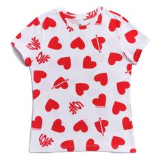 Celebrate Girl's Love Heart Valentine's Shirt. 60/40 Cotton Polyester Printed Front & Back New With Tags Available Size: Small 6, Xxl 18 Trendy Red Top With Heart Print, Fun White Top With Heart Graphic, Playful White Tops With Heart Graphic, Playful Heart Print Summer Tops, Playful Short Sleeve Tops With Heart Print, Playful Cotton Tops With Heart Print, Playful White Heart Print Tops, Red Heart-shaped Top With Graphic Print, Cute Red Heart-shaped Top