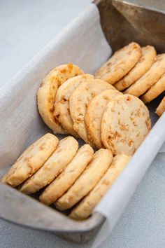 some cookies are in a box on a table