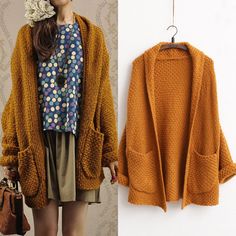 Poncho Women, Grandpa Cardigan, Orange Cardigan, Long Knit Cardigan, Brown Cardigan, Plus Size Cardigans, Winter Cardigan, Women Sweaters, Chunky Knit Cardigan