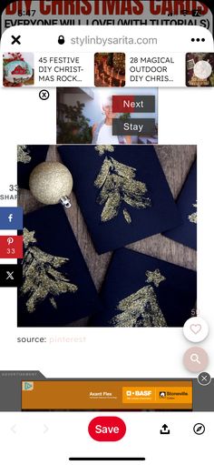 an image of christmas cards with gold foil on them