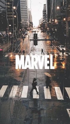 an image of a city street with the words marvel on it