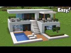 a modern house in minecraft with the words easy