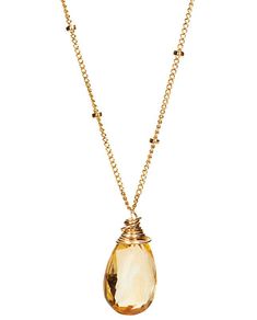 Large Gem Drop Beaded Necklace - Citrine #$50-$100 #Citrine #Gold-filled Citrine Jewelry, Citrine Necklace, Yellow Citrine, White Freshwater Pearl, Drop Beads, Simple Jewelry, Sterling Silver Bead, Beaded Chain, Spring Rings