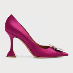 Nwt Amina Muaddi Begum Magenta Satin Crystal Heels, Size 38, Retail Price Paid $1,245 + Tax Amina Muaddi "Begum" Satin Pumps With Crystal Ornament 3.75 In / 95 Mm Pedestal Stiletto Heel Pointed Toe Slip-On Style Leather/Rubber Outsole Lining: Leather Made In Italy Silver Pointed Toe Heels For Galas, Elegant Silver Court Shoes With Heel Strap, Glamorous Silver Evening Court Shoes, Silver Ankle Strap Court Shoes For Formal Occasions, Silver Heels For Galas, Silver Court Shoes With Heel Strap For Party, Silver Almond Toe Court Shoes For Evening, Glamorous Pointed Toe Heels For Galas, Silver Formal Court Shoes With Branded Heel