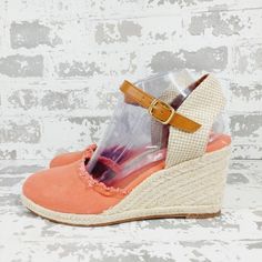 New Chase The Sunshine In This Season-Perfect Espadrille Lofted With A Platform Wedge. Size 8.5 Colour Coral Model Sagittaro Closure Buckle Textile Upper And Lining/Rubber Outsole Imported Casual Espadrille High Heel Wedge Sandals, High Heel Synthetic Espadrilles For Spring, Synthetic High Heel Espadrilles For Spring, Spring Espadrille Wedge Sandals With Round Toe, Pink Casual Wedge Sandals With Round Toe, Trendy Espadrille Wedge Sandals With Round Toe, Spring Synthetic Espadrilles With Ankle Strap, Spring Synthetic Ankle Strap Espadrilles, Trendy Spring Espadrilles With Wedge Heel