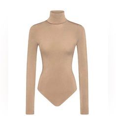 Smooth, Opaque Mix Of Austrian Cotton And Nylon Is Finished With A Cozy Turtleneck That's Perfect For Layering. Pullover Style Cotton/Nylon/Elastene Machine Wash Or Dry Clean Made In Austria Brand New In Box, Never Worn Or Tied On. Color Is Called Latte. Elegant Beige Second-skin Bodysuit, Chic Beige Bodysuit For Fall, Fall Long Sleeve Beige Bodysuit, Beige Bodysuit For Fall, Fitted Beige Bodysuit For Fall, Fitted Classic Long Sleeve Bodysuit, Beige Fitted Bodysuit For Fall, Elegant Bodysuit For Winter, Elegant Turtleneck Bodysuit For Winter