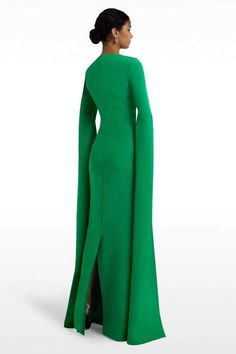 None Chic Green Maxi Dress With Draped Sleeves, Green Fitted Maxi Dress With Draped Sleeves, Green Cape Sleeve Evening Dress, Green Long Sleeve Winter Cape, Pre-draped Evening Maxi Dress With Cape Sleeves, Reindeer Headband, Maxi Dress Green, Daily Dress, Dress Jewelry