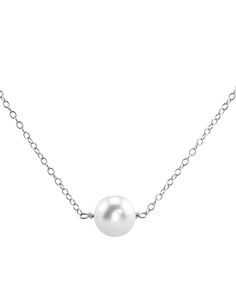 This pendant includes a beautiful 9mm round freshwater cultured pearl that is AAAA quality with 'Very High' luster, our highest grade available. The chain is made of 14K gold, and you have the choice of white gold or yellow gold. The pendant also comes in standard white color, or you can choose to have it in pink freshwater as well. The pieces comes packaged in a beautiful jewelry box for that perfect gift. White Solitaire Necklace With Single Strand, Anniversary White Gold Pearl Necklace With Delicate Chain, Minimalist White Gold Single Strand Pearl Necklace, Elegant Silver Solitaire Necklace With Cable Chain, Classic Pearl Necklace With Round Pendant And Delicate Chain, Minimalist Single Strand White Gold Pearl Necklace, White Gold Pearl Necklace With Delicate Chain, Formal Pearl Necklace With Cable Chain, Formal Pearl Jewelry With Cable Chain