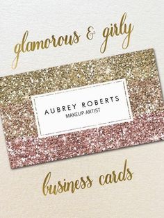 business cards with gold glitter on them and the words glamours & girly above it