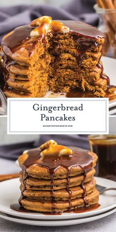 Gingerbread Pancakes capture all the cozy goodness of your favorite holiday flavor. They’re warm and fluffy and perfect for chilly mornings! Redvelvet Pancakes Recipes, Gingerbread Pancakes Easy, Winter Pancakes, Savory Pancakes Recipe, Christmas Morning Breakfast Ideas, Gingerbread Pancakes Recipe, Gingerbread Waffles, Christmas Breakfast Ideas