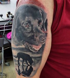 a man with a dog tattoo on his arm