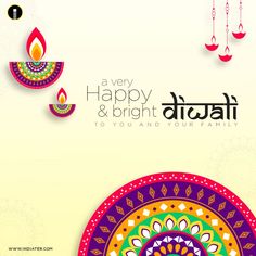 happy and bright diwali greeting card with colorful design on yellow background for diwali festival