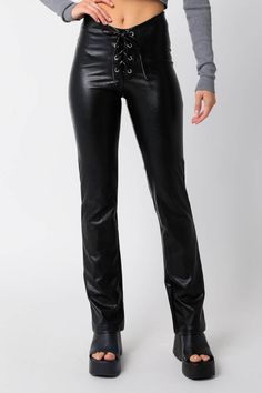 Lace Up Pants $49 Use code LABOR for 20% OFF 9/1-9/5 Leather Lace Up Pants, Lace Up Leather Pants, Lace Up Pants, Vegan Leather Pants, Wild Night, Lace Sweater, Leather Weaving, Leather Lace, Leather And Lace