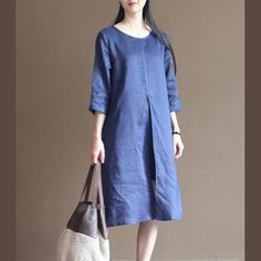 Unique Blue half sleeve linen sundress casual shift dressesThis dress is made of cotton linen fabric, soft and breathy, suitable for summer, so loose dresses to make you comfortable all the time.Measurement: Size M length(inner) 82cm / 31.98" length(outer) 102cm / 39.78" Shoulder 39cm / 15.21" Bust 98cm / 38.22" Waist 102cm / 39.78" Sleeve Length 42cm / 16.38" Cuff 29cm / 11.31" Armhole 35cm / 13.65" hem 145cm / 56.55" Size L length(inner) 82cm / 31.98" length(outer) 102cm / 39.78" Shoulder 40cm Summer Dresses With 3/4 Sleeves In Solid Color, Solid Color Summer Dresses With 3/4 Sleeves, Casual Half Sleeve Linen Dress For Spring, Casual Linen Dress With Half Sleeves For Spring, Summer Half-sleeve Linen Dress, Half Sleeve Linen Dress For Summer, Summer Linen Dress With Half Sleeves, Dresses To Make, Shift Dress Casual