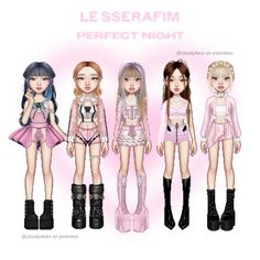 made by cloudyfleur on everskies do not repost! #everskies #lesserafim #everskiesfashion #kpop Le Sserafim Perfect Night Outfit, Perfect Night Lesserafim Outfit, Perfect Night Lesserafim, Outfits Idols, Animated Fashion, Playing Dress-up, Outfit Kpop, Everskies Outfits, Fashion Gal