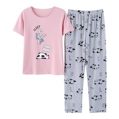 PRICES MAY VARY. Super comfy fabric: 35% Cotton+ 65% Polyester This nighty features printed panda graphics, exclusively design for cute tweens / teen girls. Sleep tops are short sleeves , bottoms are printed with overall pandas and an elastic waistband. These 2 pieces pyjamas are great for loungewear / sleepover / slumber party. Please choose your size according to our size measurement below. Big girl sizes 12 14 16 18 are available, fit tween girls from 8 - 14 years. The soft and comfortable fa Cute Pajama Set, Teen Pjs, Night Wears, Sleep Tops, Panda Pajamas, Panda Pyjamas, Girls Loungewear, Cute Pajama, Girls Pjs