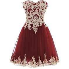 Damas Dresses For Quince, Gowns Gold, Gold Homecoming Dress, Red Lace Gown, Gold Dress Short, Damas Dresses, Sweetheart Homecoming Dress, Gowns Short, Red Evening Gowns