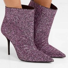 Pierre Glitter Boots - Size 40 Retail: $1095.00 Magenta Sold Out In Stores!!! Brand New In Box! Never Worn! These Boots Are Size 40 But Cut Small. I Would Say They Will Fit A Person That Wears An 8.5-9 Size Shoe. The Boots Have No Zipper!! Slip In Design. Original Box, Dustbag, And Heel Tips Included!!! Please Ask All Questions Prior To Bidding! Item Is Final Sale!! Glitter Ankle Boots, Lace Ankle Boots, Velvet Ankle Boots, Glitter Boots, Yves Saint Laurent Shoes, Christian Louboutin So Kate, Saint Laurent Shoes, Platform Ankle Boots, Designer Boots