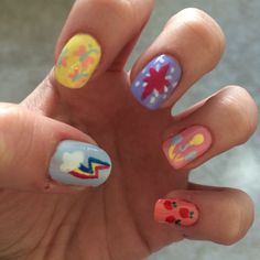 My Little Pony nails #mylittlepony #mlp #nails #nail #art Mlp Acrylic Nails, My Little Pony Nail Designs, Kidcore Nails Simple, Mlp Nail Art, Twilight Sparkle Nails, Rainbow Dash Nails, Pinkie Pie Nails, Fluttershy Nails, 111 Nails