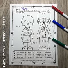 a coloring page with two children wearing lab coats